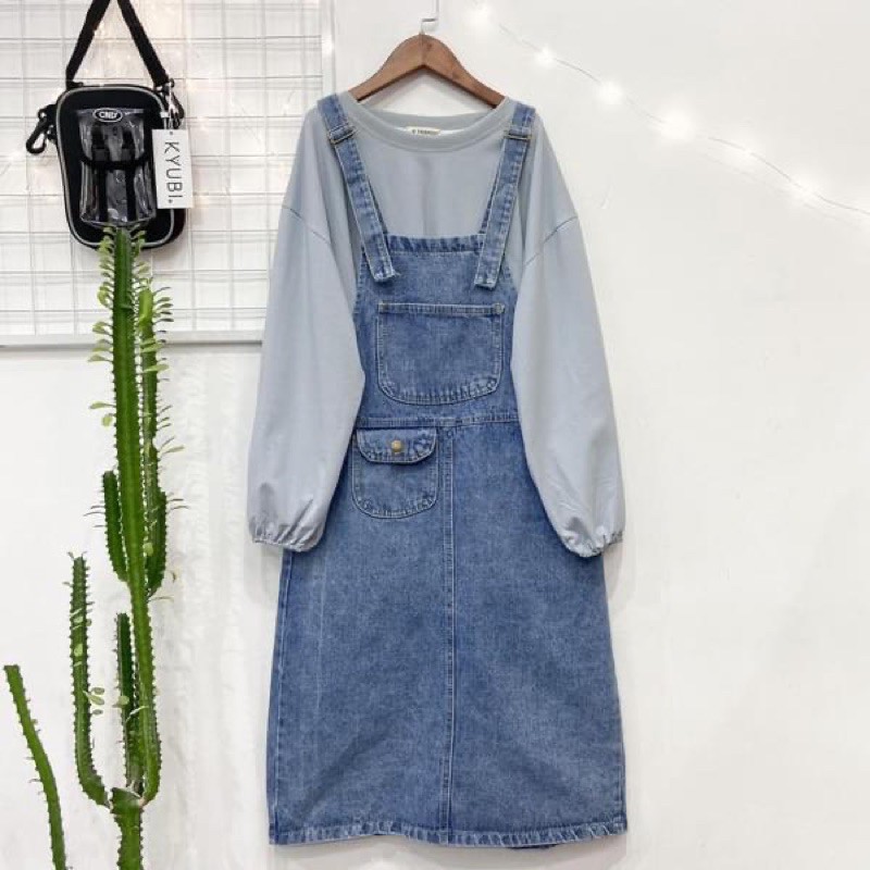 Yếm jean túi lửng style ulzzang siêu đẹp ( hình thật)