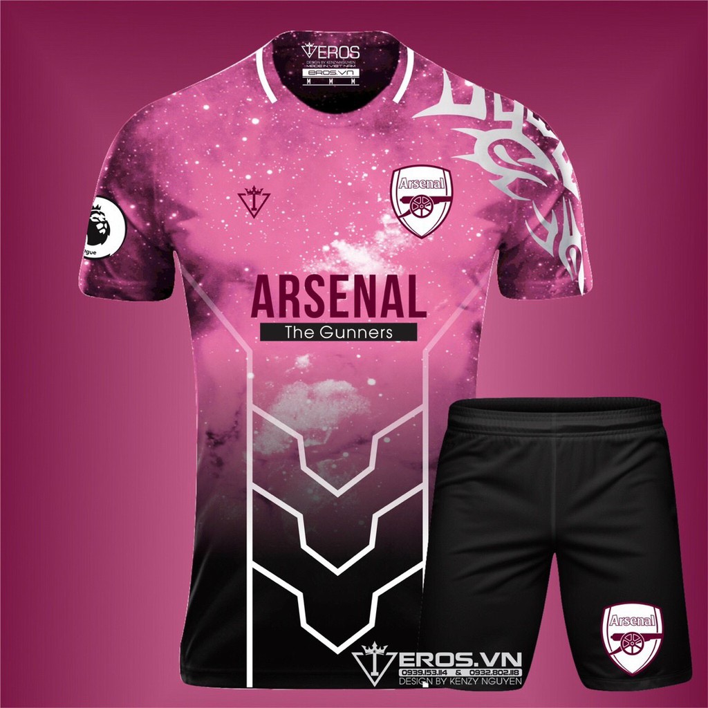 Bộ quần áo đá banh Arsenal hồng thiế lạ Galaxy ErosT10 thun cao cấp
