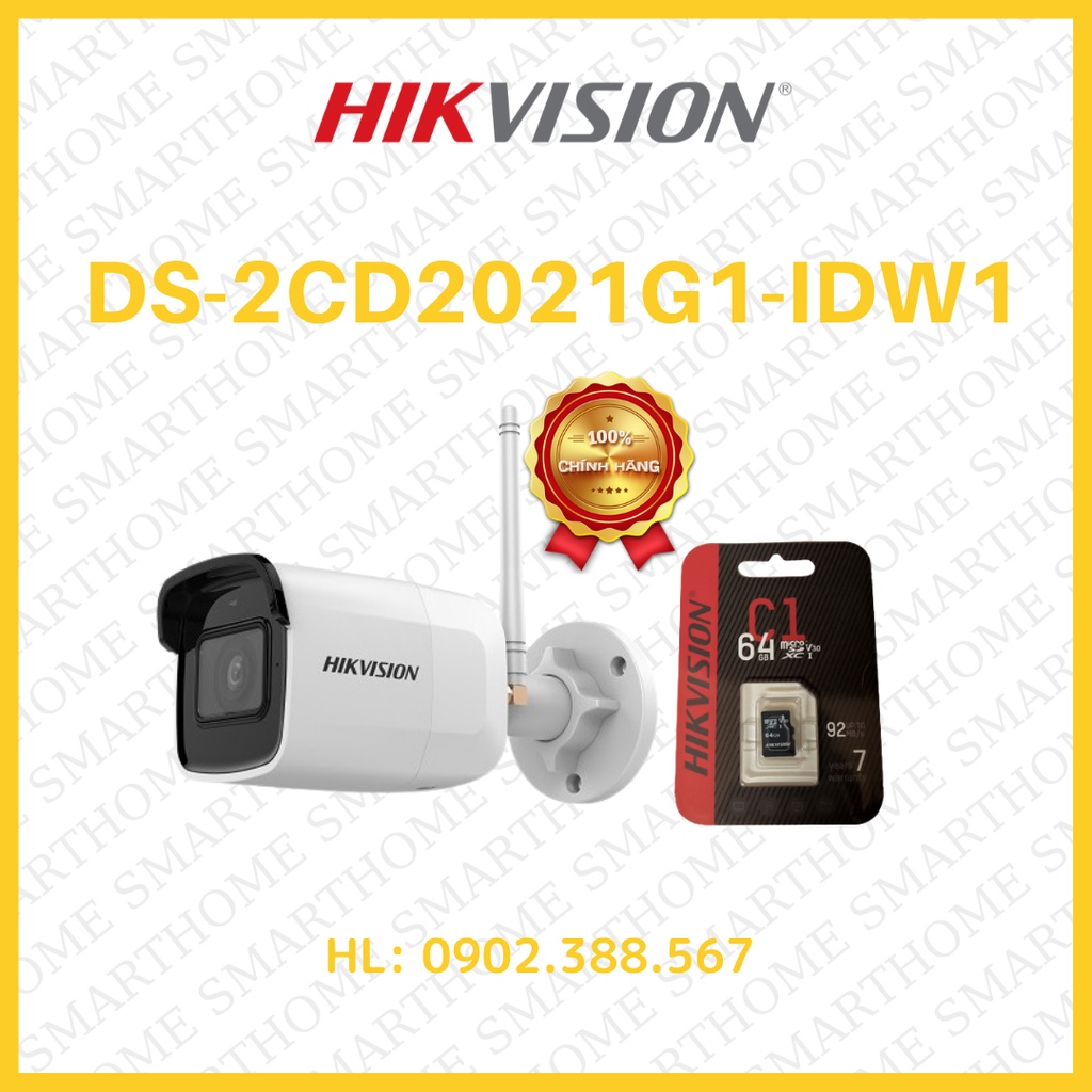 [ SẢN PHẨM BÁN CHẠY] Camera IP hồng ngoại không dây 2.0 Megapixel HIKVISION DS-2CD2021G1-IDW1