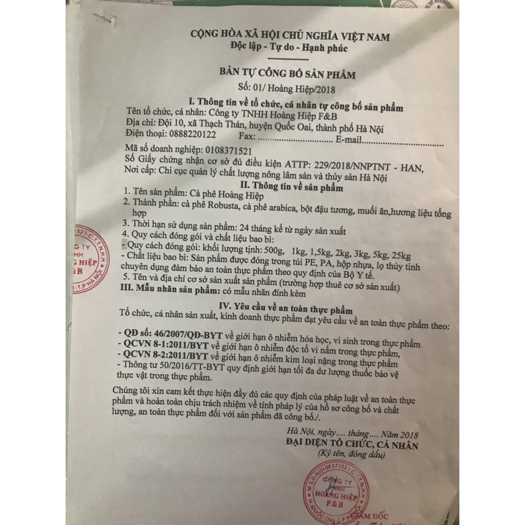 Cà phê hoàng hiệp số 5