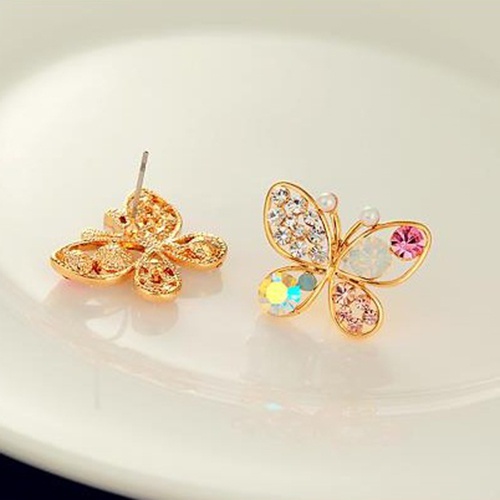 Cặp khuyên tai bươm bướm đính đá quý nhân tạo lấp lánh sang trọng dành cho nữ