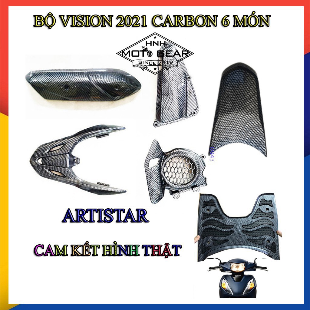 Ốp Carbon Cho Honda Vision 2021 Bộ 6 Món