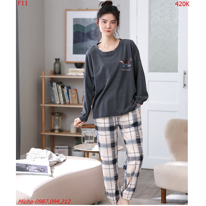 Bộ dài tay màu xám đậm (có hình in sau lưng) - Micha F11