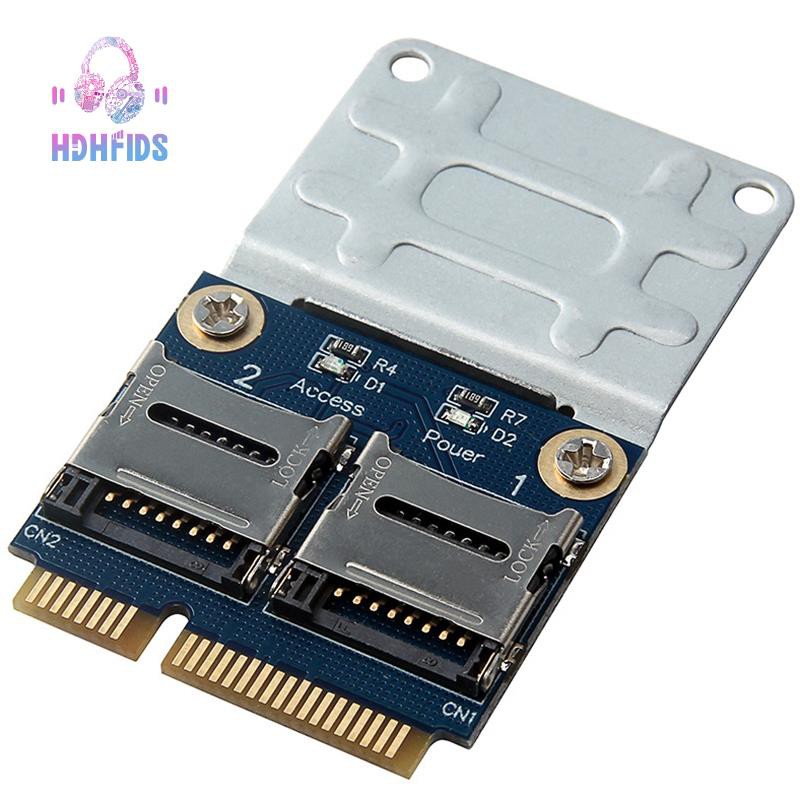 2 Đầu Đọc Thẻ Nhớ Ssd Hdd Cho Laptop Dual Micro- Sd Sdhc Sdxc Tf Sang Mini Pcie To 2 Mini-Sdcards Mini