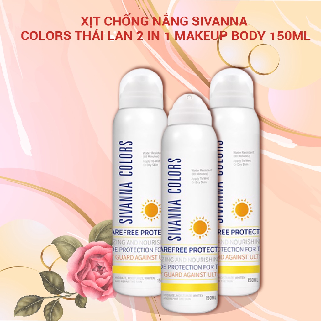 Xịt Chống Nắng Trang Điểm Toàn Thân Sivanna Colors Thái Lan 2 In 1 Makeup Body 150mL