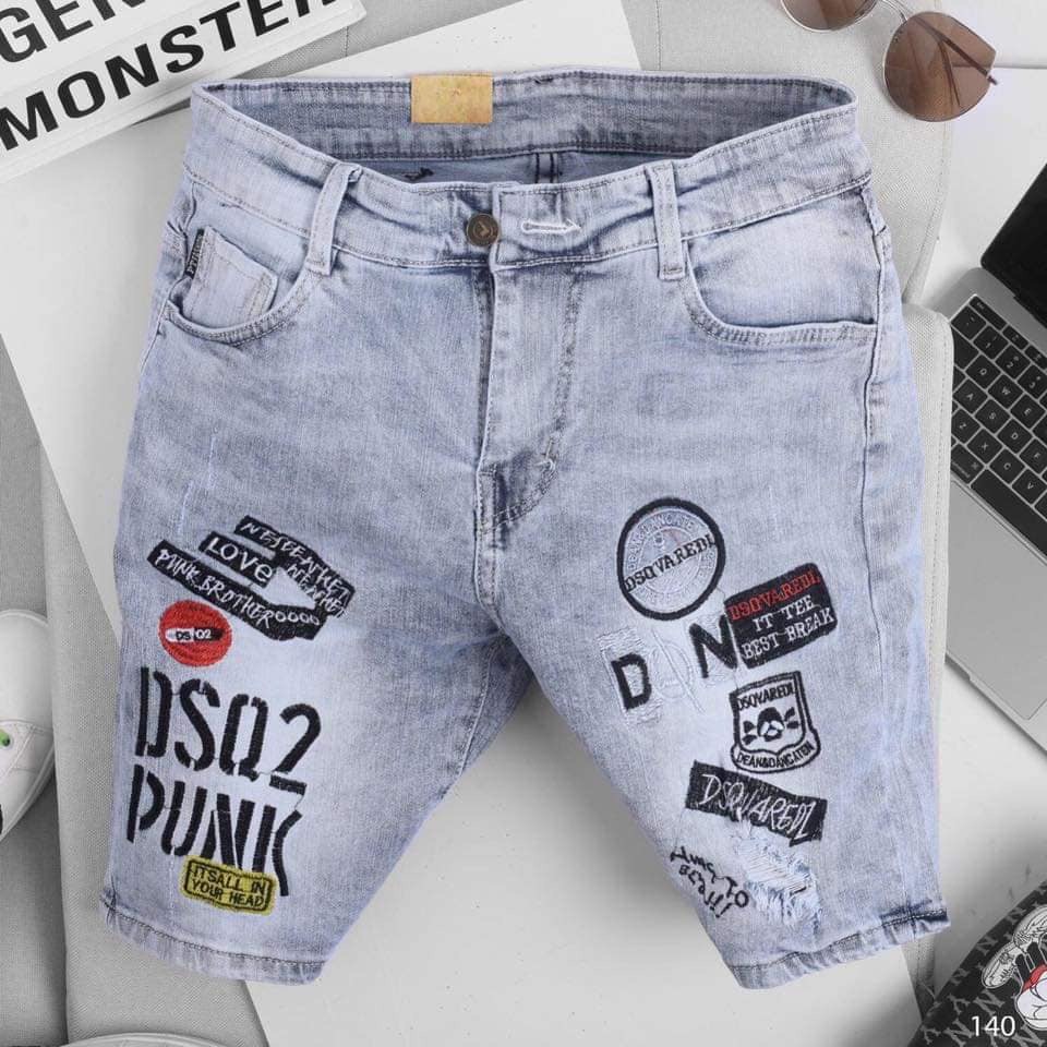QUẦN JEAN SHORT NAM CHẤT BÒ CO GIẢN TTGR6868 THÊU HÌNH PHONG CÁCH HÀN QUỐC