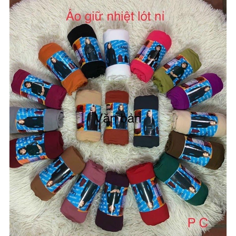 Áo Giữ Nhiệt Nữ Lót Nỉ Cổ 3 Phân Nhiều Màu