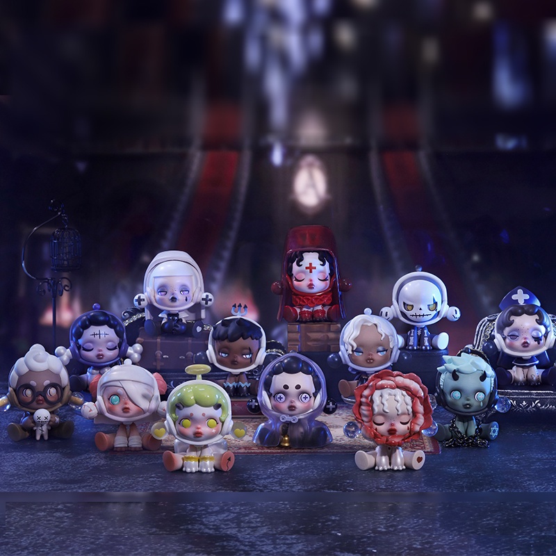 Mô hình trang trí gấu set quà tặng trẻ em Pop Mart Skullpanda Ancient Castle Series Blind Box