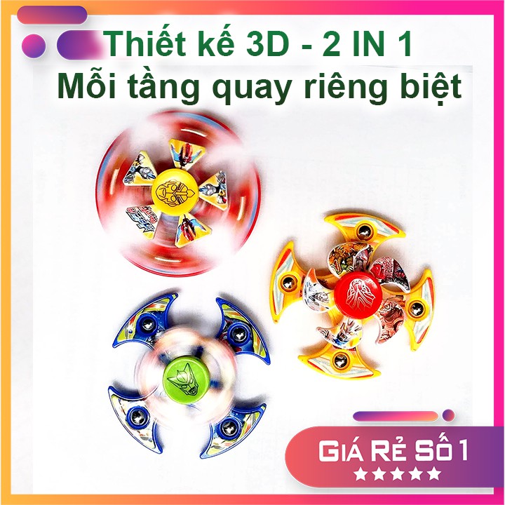 (GIÁ THANH LÝ)  COMBO 3 Bộ con quay spiner 3D 2 tầng - con quay siêu anh hùng - con quay vô cực