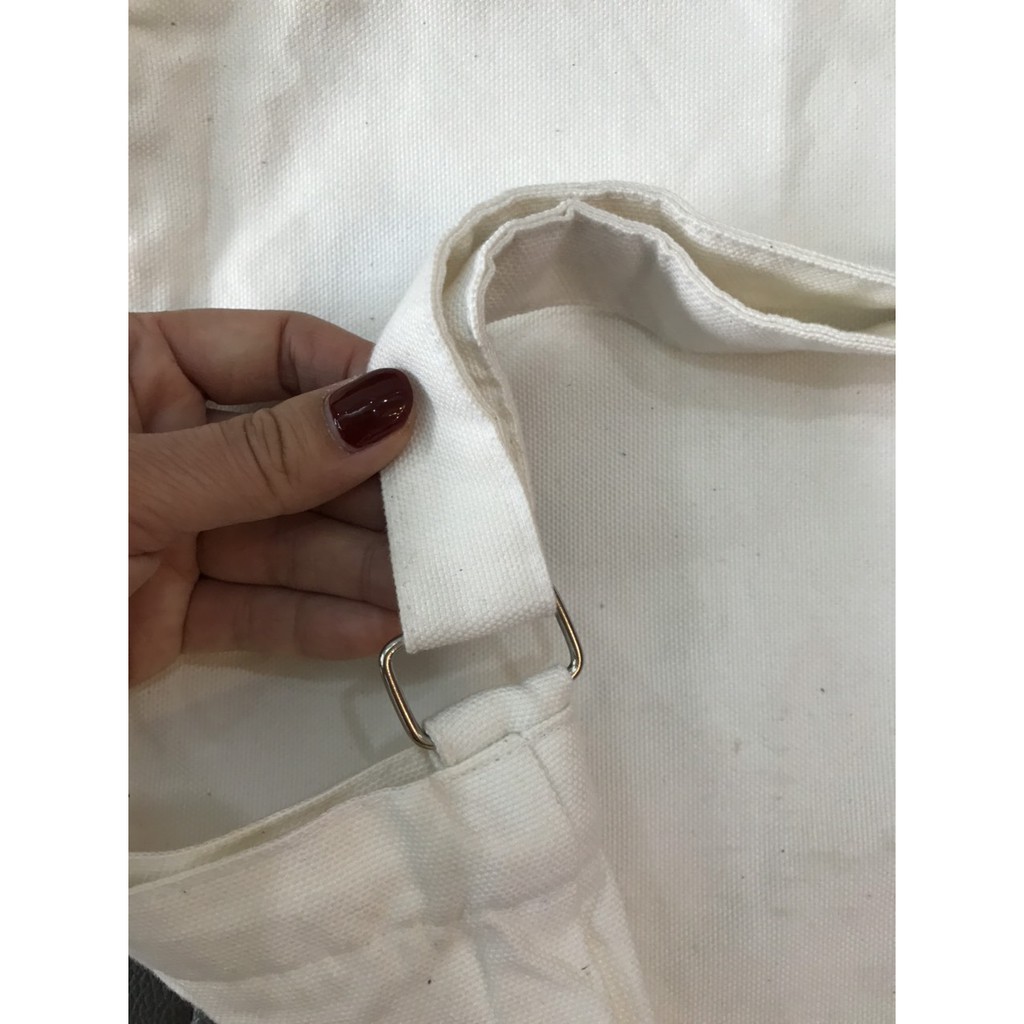 Túi vải canvas đeo chéo màu trắng