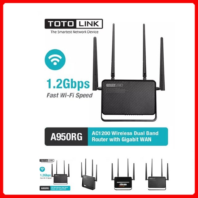 [Mã ELMS5 giảm 7% đơn 300K] Bộ phát Wifi TotoLink A950RG 4 Anten 1200Mbps Chính Hãng - BH 24 Tháng