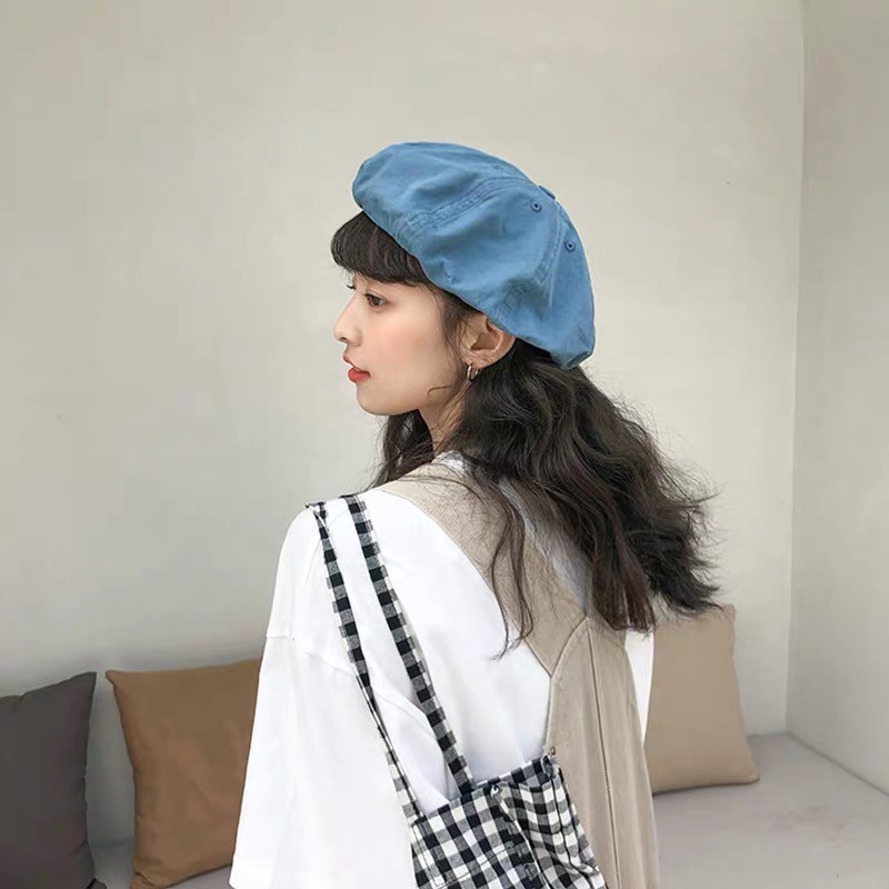 Mũ Beret Vải Cotton Phong Cách Nhật Bản