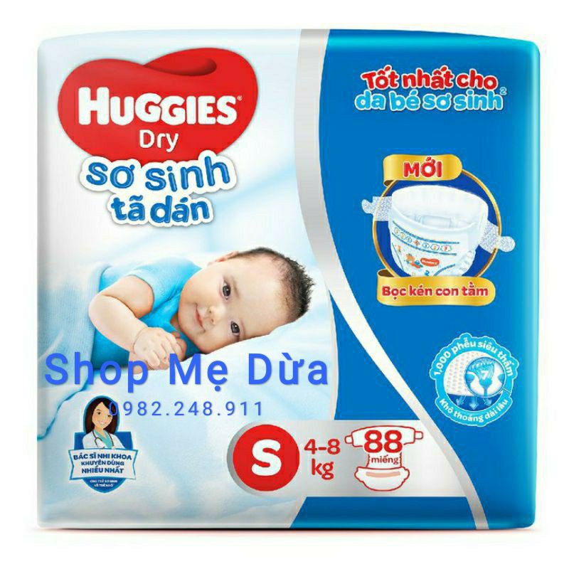 Tã dán sơ sinh Huggies Nb58+2/NB74, S56/S88 mới