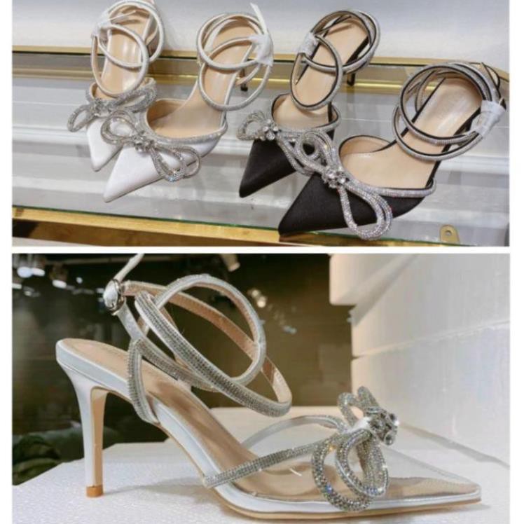 Lo Sandal Nơ Đá 9p m&amp;m Quai Cổ Gót Nhọn Chất Mềm Êm Fullbox Loại 1 Cao Cấp