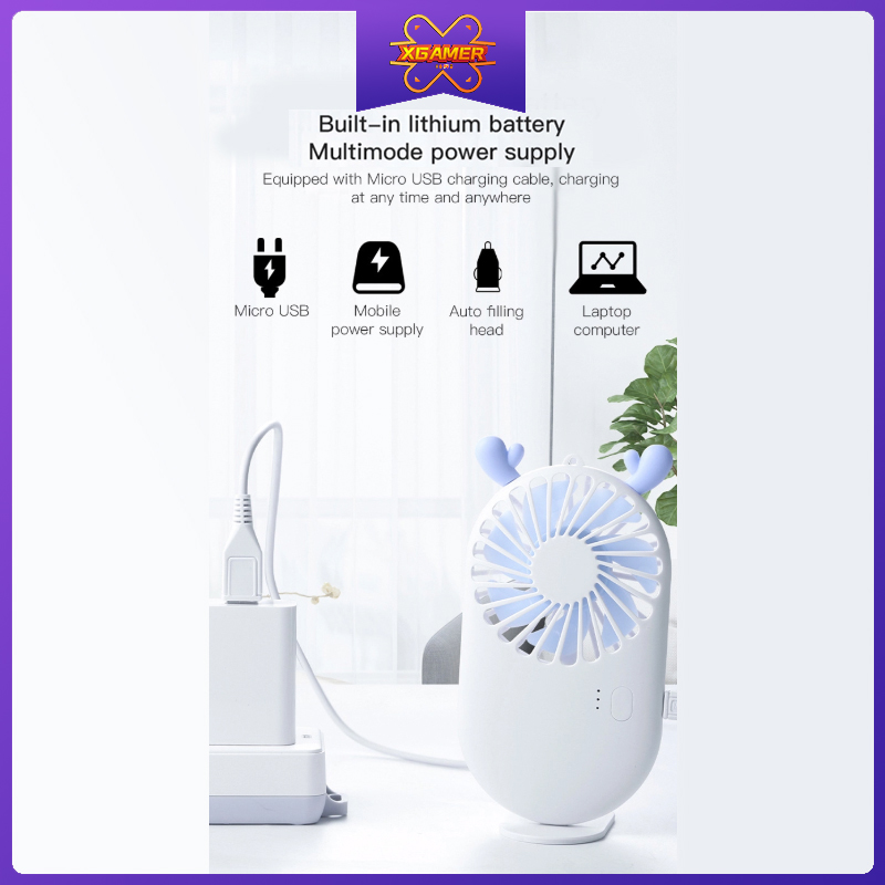 XGamer Mini Macaron fan Cute Handheld 3 Modes USB Battery Charger Cooling Outdoor / Office / Travel During Summer | BigBuy360 - bigbuy360.vn