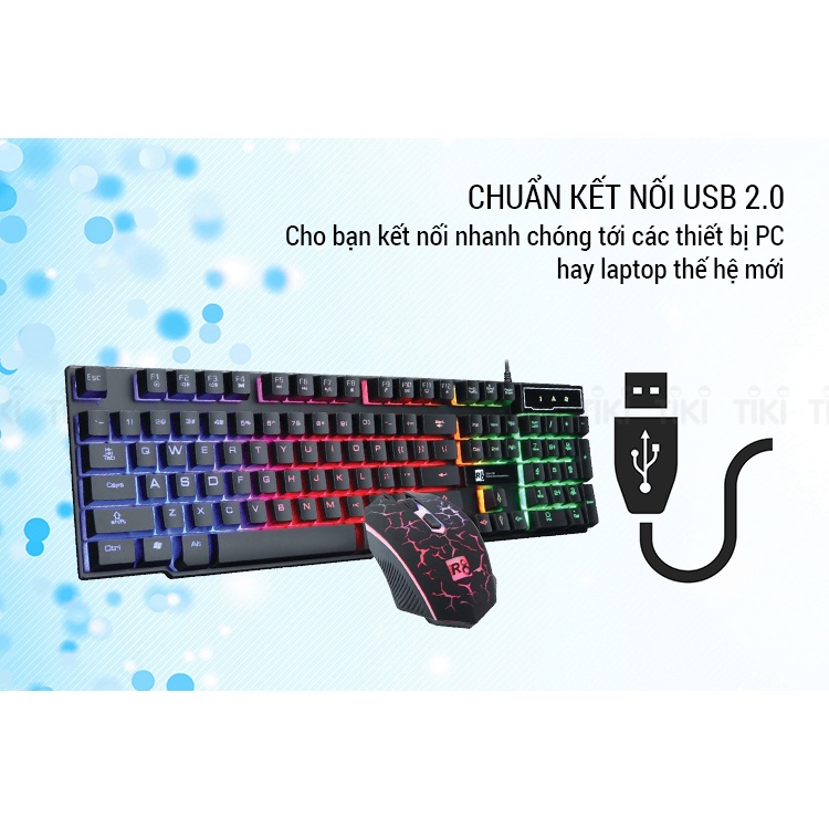 Bộ Bàn Phím Giả Cơ Và Chuột Chuyên Game R8 1910 LED 7 Màu  - Hàng Chính Hãng