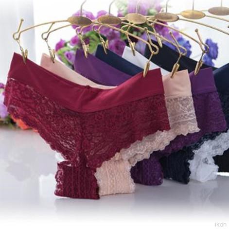 Quần lót cotton lưng thấp phối ren hoa thiết kế quyến rũ cho phái nữ
