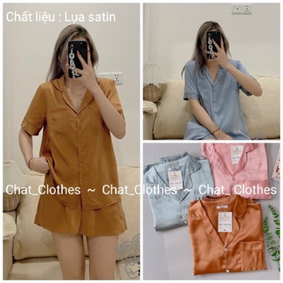 Pyjama Lụa Satin Cao Cấp Tay Cộc Quần Đùi - Ảnh thật video