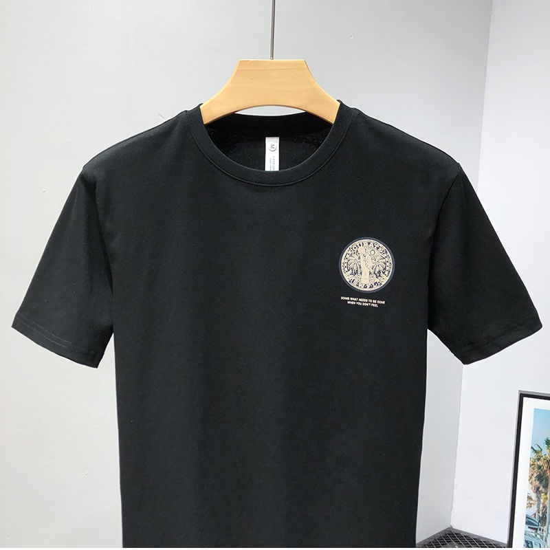 Áo Thun Tay Ngắn Chất Liệu 100% Cotton Thoáng Khí Thấm Hút Mồ Hôi Phong Cách Hàn Quốc Cho Nam