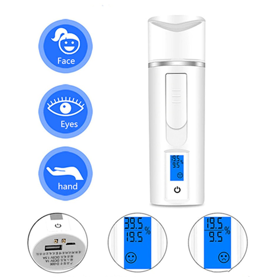 [Hàng mới về] Máy phun dưỡng ẩm kiểm tra da 3 trong 1 sạc tiện lợi