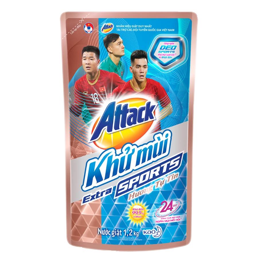 [Mã FMCGKAO52 giảm 8% đơn 250k] Combo 2 Nước giặt Attack Khử Mùi Extra Sport Tự Tin túi 1.2kg