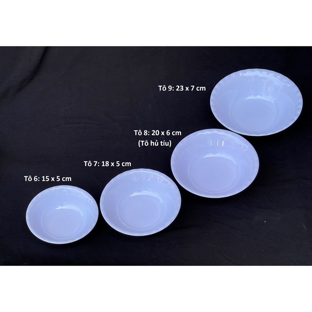 Tô nhựa melamine Vĩnh Hòa 9" 23 cm nhựa an toàn cho sức khoẻ, dễ vệ sinh, hạn chế nứt vỡ màu trắng-xanh-vàng-nhiều bông