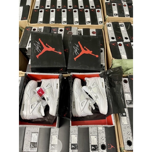 (Híu)Giầy Thể Thao Air Jordan 4 Pure Money Full White Best Trắng Ngọc Trinh |Chip NFC|