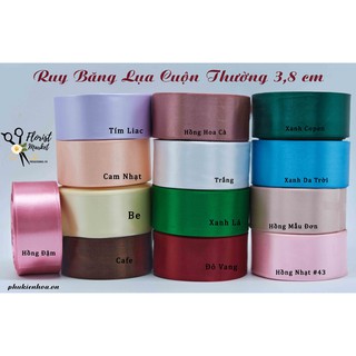 RUY BĂNG SATIN LỤA CUỘN THƯỜNG 3,8CM - Cọc 5 cuộn