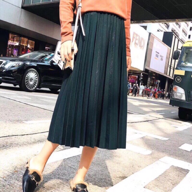 #805 Chân váy xếp ly dáng dài chất nhũ Quảng Châu loại mềm đẹp | WebRaoVat - webraovat.net.vn