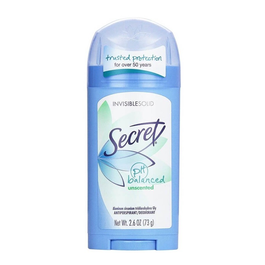 Lăn khử mùi sáp Secret PH Balanced Unscented Invisible Solid 73g