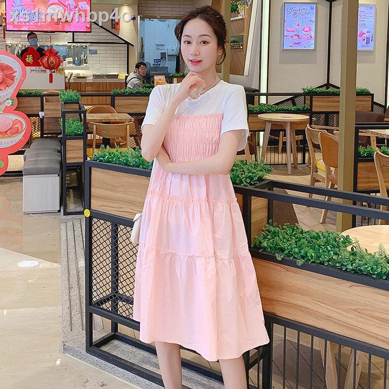 Chân váychân váy tennis❄◙◄Váy bà bầu màu đỏ lưới thời trang mùa hè phiên bản Hàn Quốc của kích thước lớn kỳ n