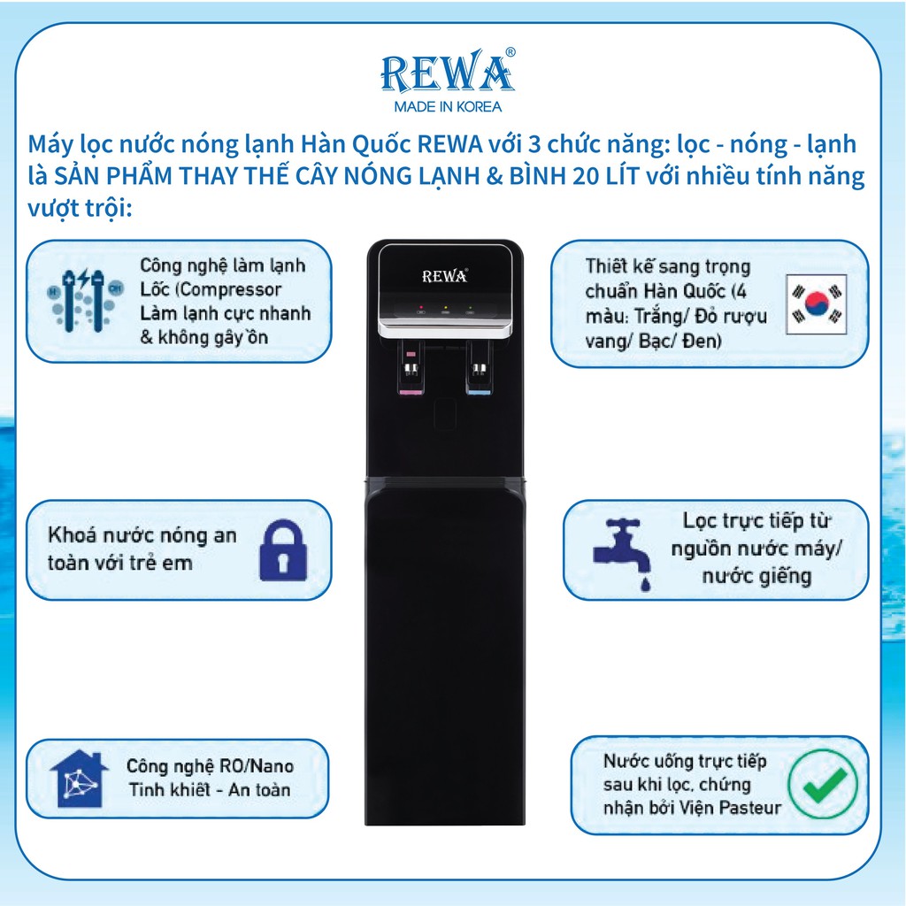 Máy Lọc Nước Nóng Lạnh Rewa RW-NA-800