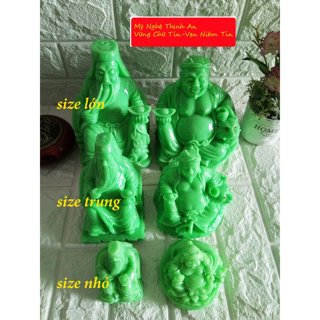 Tượng Thần Tài - Thổ Địa cỡ trung màu xanh - size 22cm hai tượng - TDX22