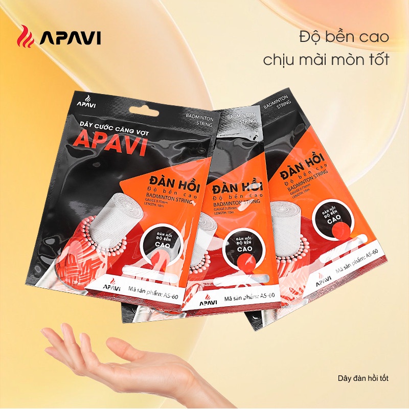 Dây cước căng vợt APAVI AS-60 đường kính 0.70mm bền, chịu mài mòn tốt, sử dụng tập luyện, thi đấu, sản xuất tại Đài loan