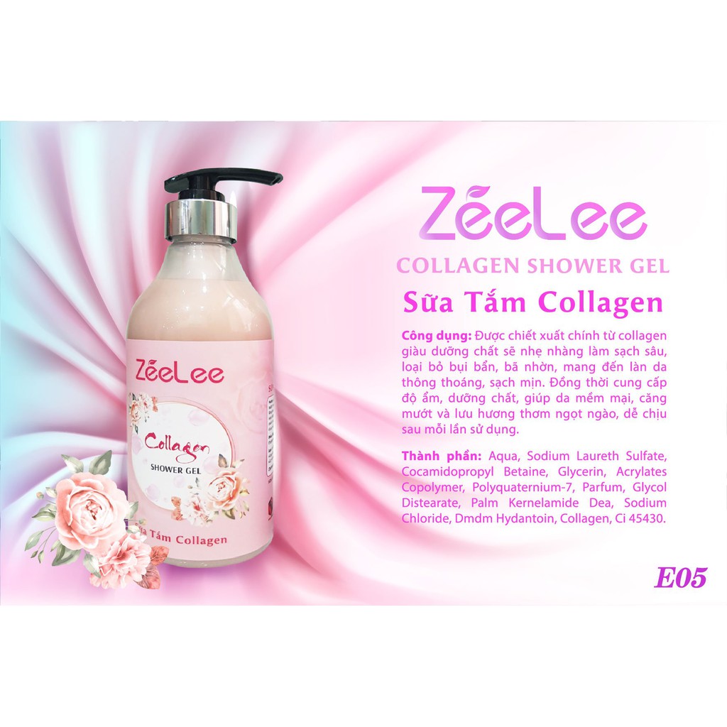 Sữa Tắm ZEELEE Sữa Tắm Collagen Hương Hoa Hồng (CHAI 700ML)  E050