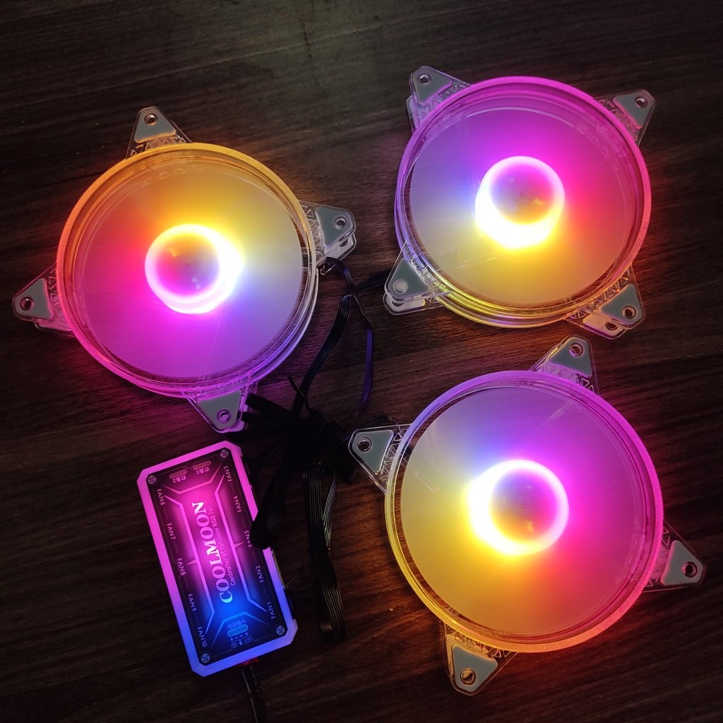 Quạt tản nhiệt máy tính, Fan Led VIP RGB đồng bộ Hub Quạt Coolmoon