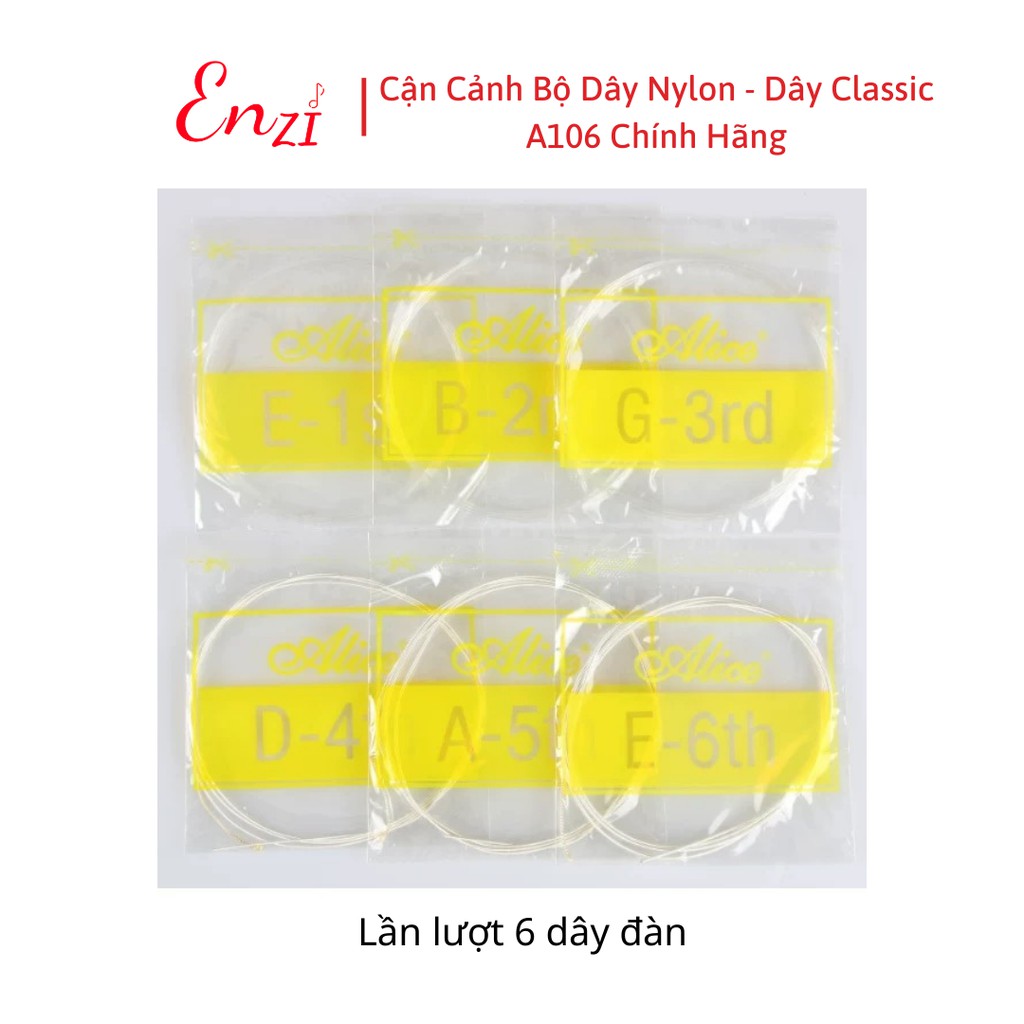 Dây đàn guitar classic Alice A106 chính hãng dây nilon cho đàn ghi ta cổ điển Enzi