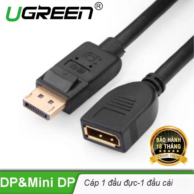 Cáp nối dài Displayport 4k x 2k UGREEN 20407(màu đen 0.25m) Chính Hãng