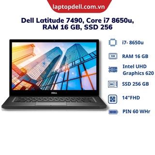 Laptop dell latitude 7490, core i7 8650u, ram 16 gb, ssd 256