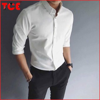 Áo sơ mi nam dài tay màu trắng body siêu đẹp