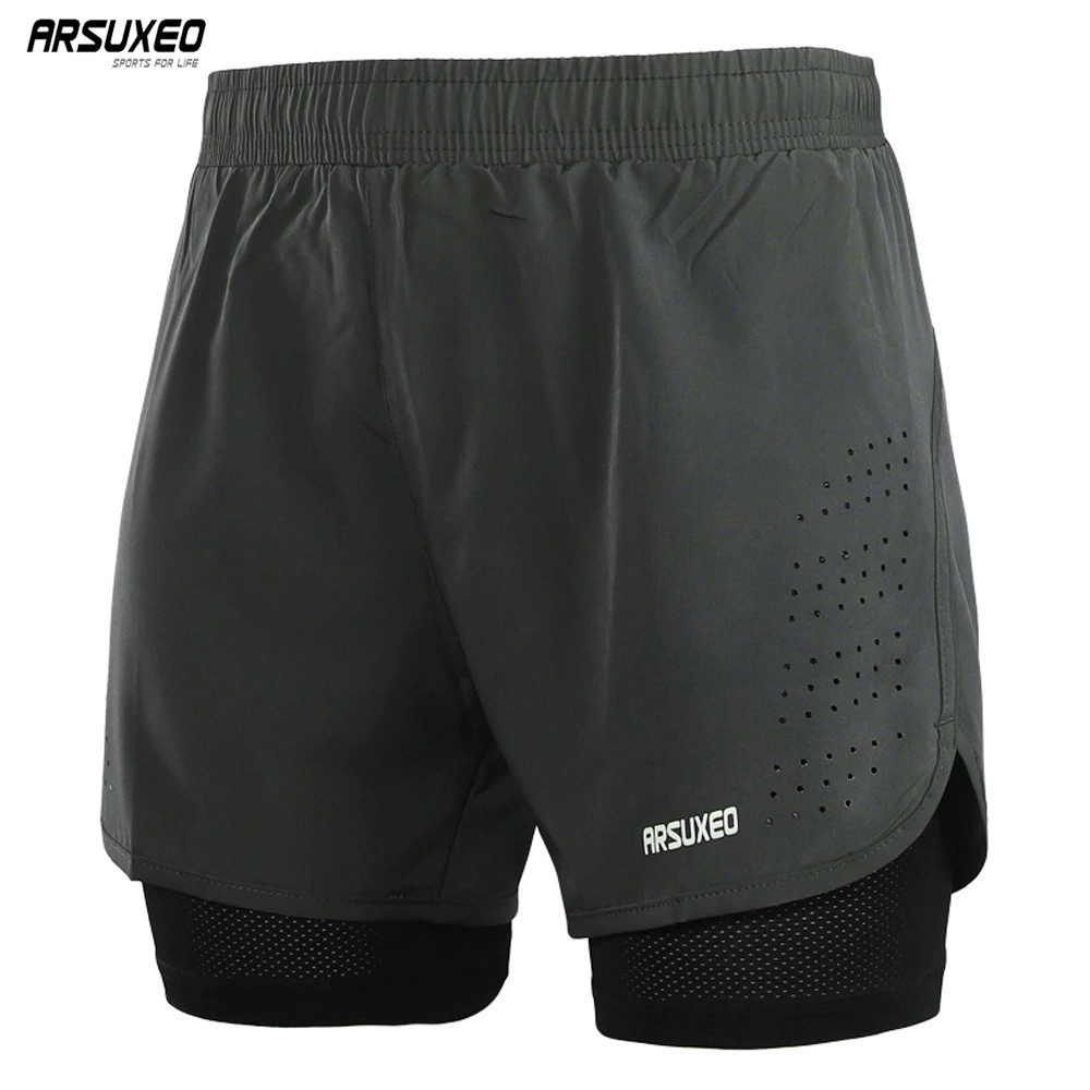 Quần Short Chạy Bộ Có Lớp Lót Unisex Arsuxeo B179