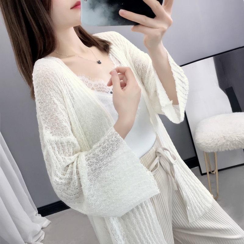 Áo Khoác Cardigan Vải Lụa Dệt Kim Mỏng Dáng Rộng Chống Nắng Phong Cách Hàn Quốc Thời Trang Mùa Hè Cho Nữ | BigBuy360 - bigbuy360.vn