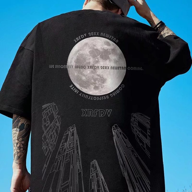 Áo Thun Nam Dáng Rộng In Chữ Phong Cách Nhật Bản Thời Trang Mùa Hè Cỡ Lớn M-8XL