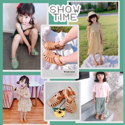 Giày xăng đan chất liệu dẻo đế mềm phong cách người nổi tiếng Hàn Quốc thời trang mùa hè cho bé gái