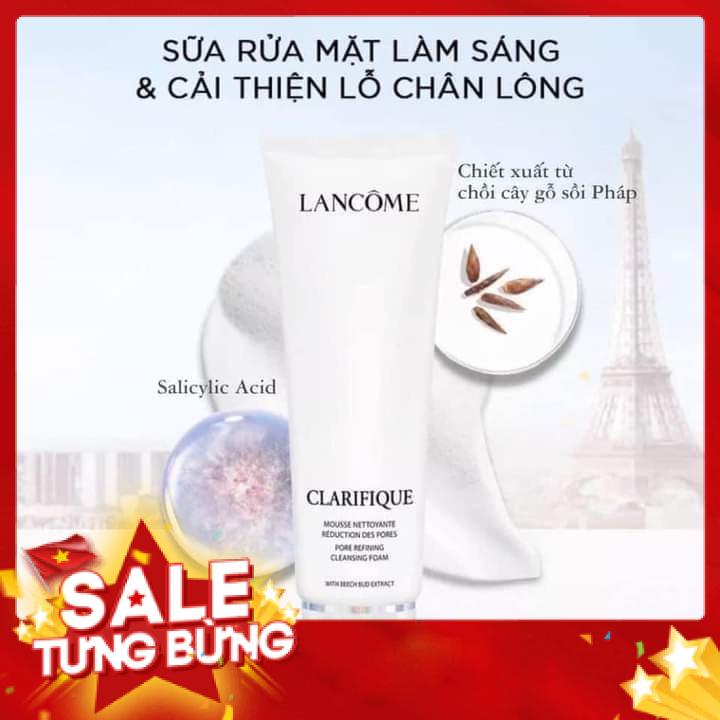 Sữa rửa mặt trắng da, mờ thâm nám, se khít lỗ chân lông Lancôme Clarifique Pore Refining Cleansing Foam 30ml