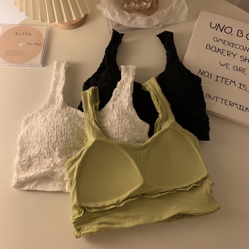 Áo Quấn Ngực Mỏng Ngắn Lưng Xếp Ly Có Thể Tháo Rời Quyến Rũ Mùa Thu