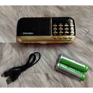 Đài nghe nhạc craven CR-836S hỗ trợ nghe FM, USB, Thẻ nhớ,co đèn pin
