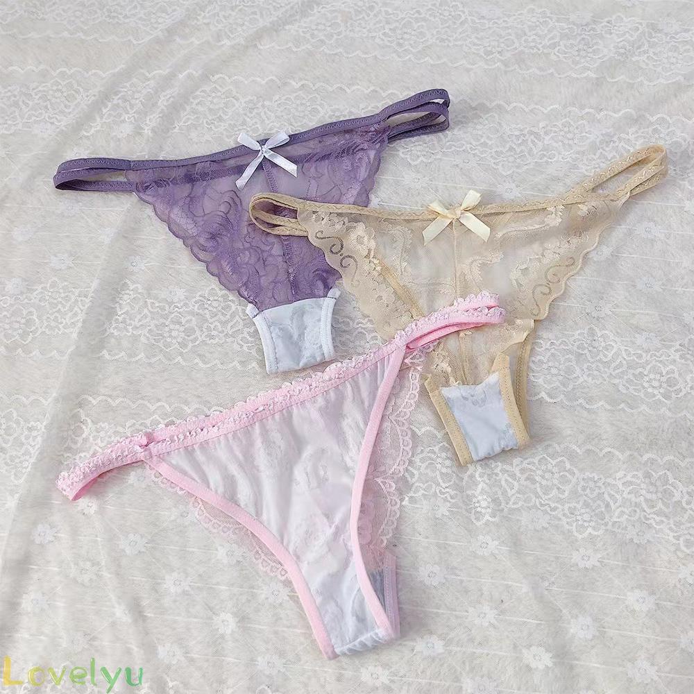 【LOVELYU】Womens Mesh Sheer Bulge Pouch Bikini Briefs Thongs Underwear Underpants【Good Quality】