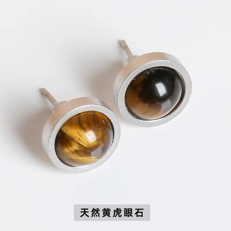 1 Cặp Khuyên Tai Tròn Bằng Thép Không Gỉ Đính Đá Labradororite carnelian Thanh Lịch