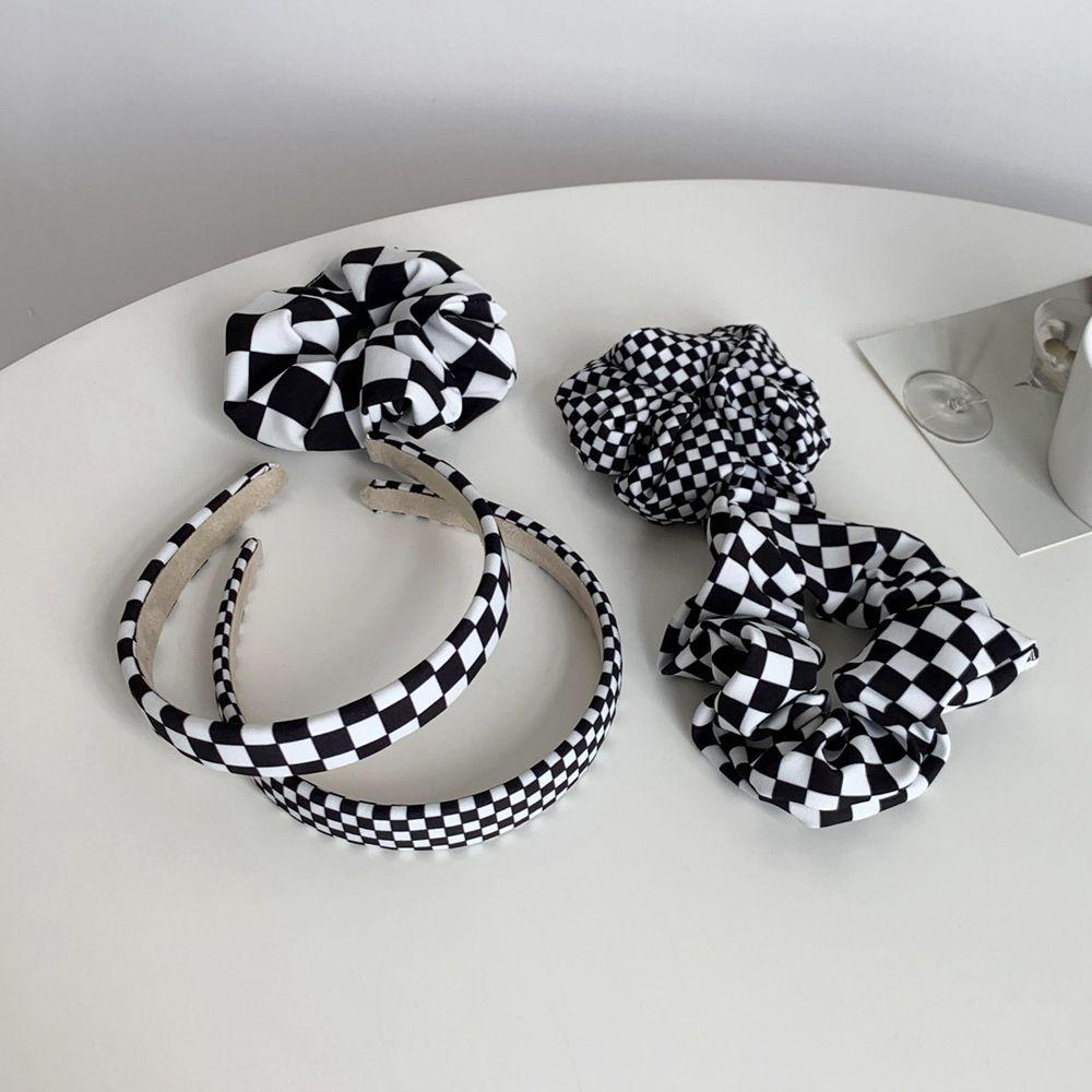 BERNARDO Women Hair Hoop Hair Accessories Sweet For Girls Grid Hair Rope Rings Plaid Checked Hairbands